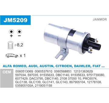 Zapalovací cívka JANMOR JM5209