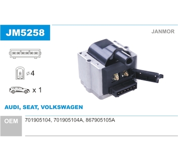 Zapalovací cívka JANMOR JM5258