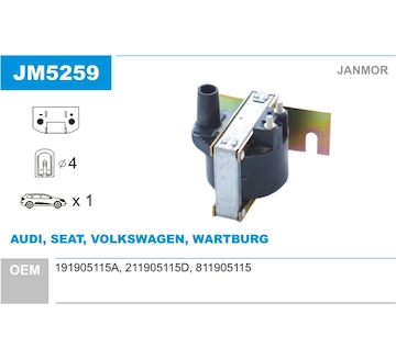 Zapalovací cívka JANMOR JM5259