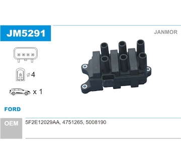 Zapalovací cívka JANMOR JM5291