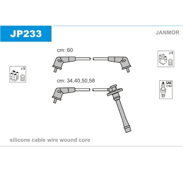 Sada kabelů pro zapalování JANMOR JP233