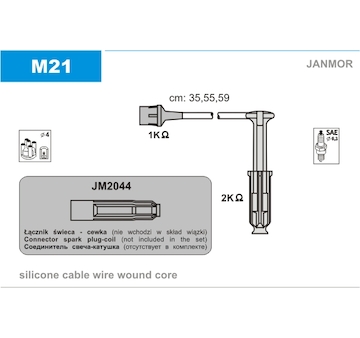 Sada kabelů pro zapalování JANMOR M21
