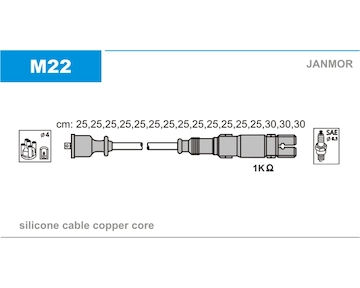 Sada kabelů pro zapalování JANMOR M22