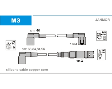 Sada kabelů pro zapalování JANMOR M3