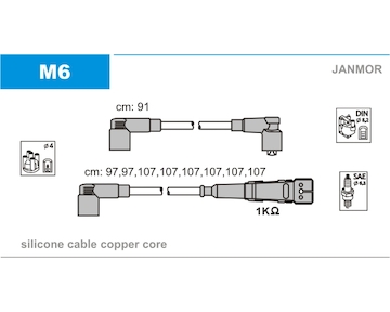 Sada kabelů pro zapalování JANMOR M6