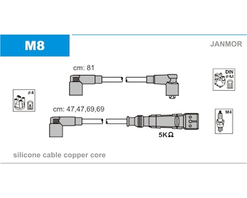 Sada kabelů pro zapalování JANMOR M8