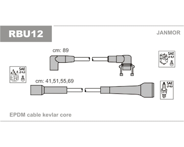Sada kabelů pro zapalování JANMOR RBU12