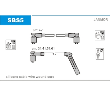 Sada kabelů pro zapalování JANMOR SBS5