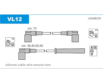 Sada kabelů pro zapalování JANMOR VL12