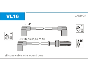 Sada kabelů pro zapalování JANMOR VL16