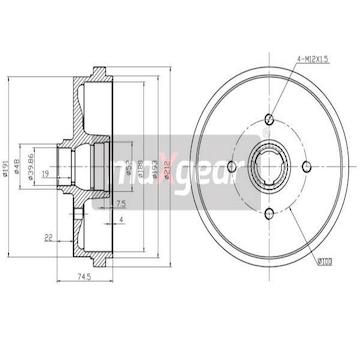Brzdový buben MAXGEAR 19-0822