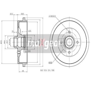 Brzdový buben MAXGEAR 19-0823