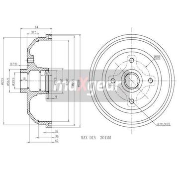 Brzdový buben MAXGEAR 19-0826