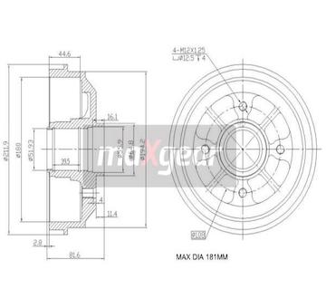 Brzdový buben MAXGEAR 19-0829