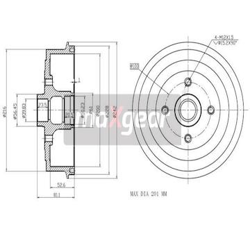 Brzdový buben MAXGEAR 19-1037