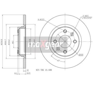 Brzdový kotouč MAXGEAR 19-1234
