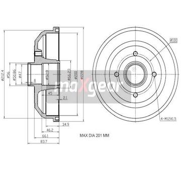 Brzdový buben MAXGEAR 19-2180