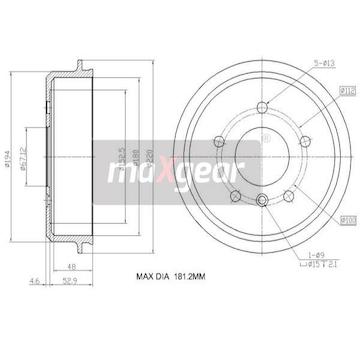 Brzdový buben MAXGEAR 19-3185