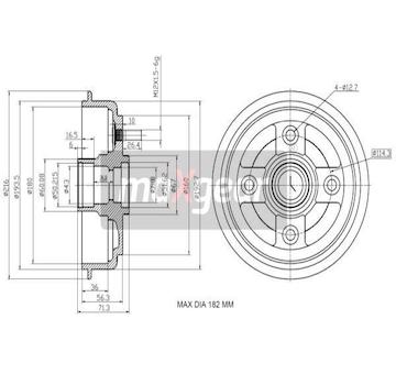 Brzdový buben MAXGEAR 19-3195