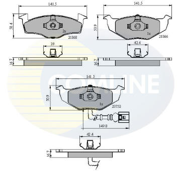 Sada brzdových platničiek kotúčovej brzdy COMLINE CBP1707
