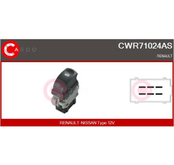 Spínač, zvedací zařízení oken CASCO CWR71024AS