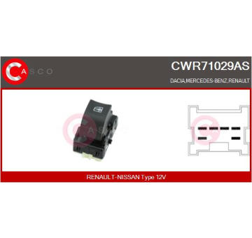 Spínač, zvedací zařízení oken CASCO CWR71029AS