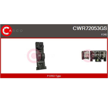 Spínač, zvedací zařízení oken CASCO CWR72053GS