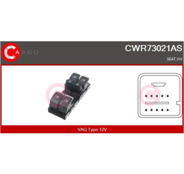 Spínač, zvedací zařízení oken CASCO CWR73021AS