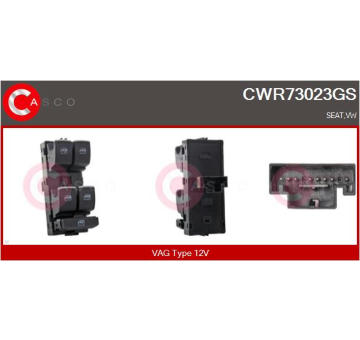 Spínač, zvedací zařízení oken CASCO CWR73023GS