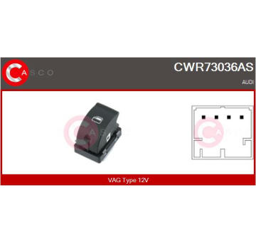 Spínač, zvedací zařízení oken CASCO CWR73036AS