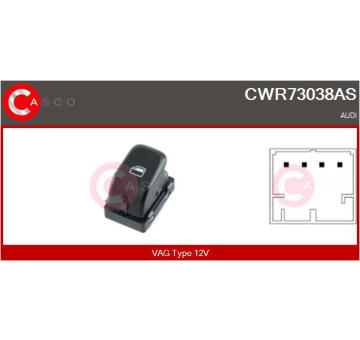 Spínač, zvedací zařízení oken CASCO CWR73038AS