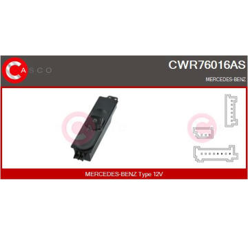 Spínač, zvedací zařízení oken CASCO CWR76016AS