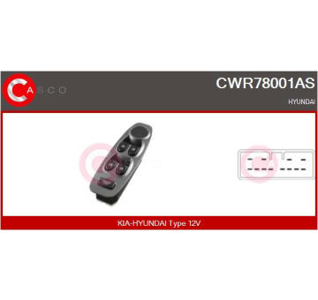Spínač, zvedací zařízení oken CASCO CWR78001AS