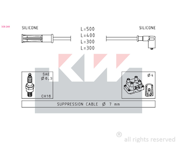 Sada kabelů pro zapalování KW 358 244