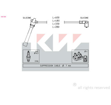 Sada kabelů pro zapalování KW 360 505