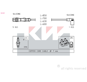 Sada kabelů pro zapalování KW 360 601