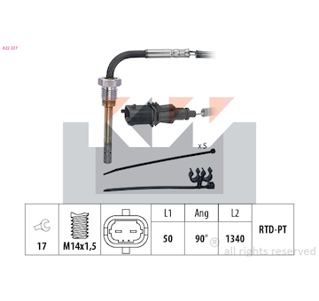 Cidlo, teplota vyfukovych plynu KW 422 237