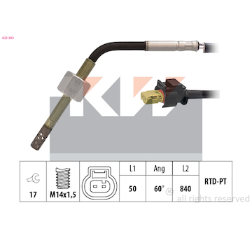 Cidlo, teplota vyfukovych plynu KW 422 303