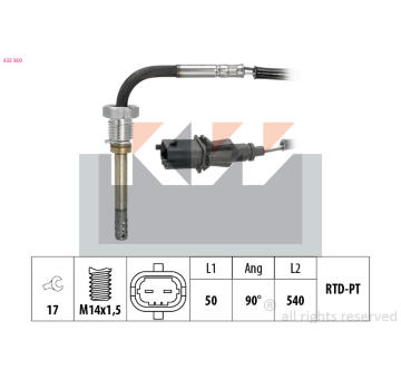 Cidlo, teplota vyfukovych plynu KW 422 350
