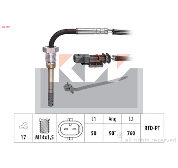 Cidlo, teplota vyfukovych plynu KW 422 360