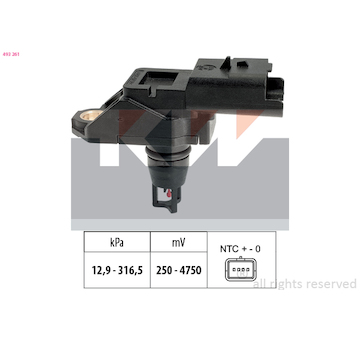 Senzor, tlak výfukového plynu KW 493 261