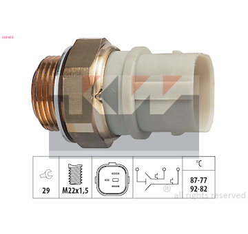 Teplotní spínač, větrák chladiče KW 550 651