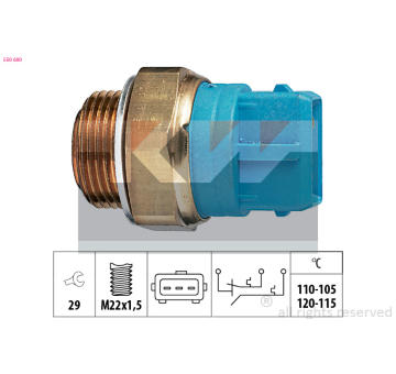 Teplotní spínač, větrák chladiče KW 550 680