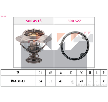 Termostat, chladivo KW 580 491