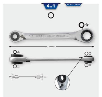 Ráčna-dvojitý očkový klíč KS TOOLS BT013901