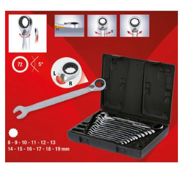 Ráčna-sada klíčů očko-vidlice KS TOOLS 503.4665