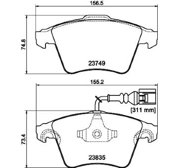 Sada brzdových destiček, kotoučová brzda HELLA PAGID 8DB 355 011-621
