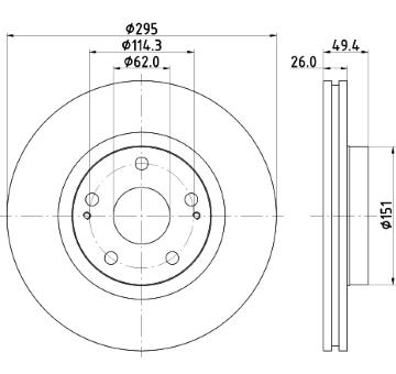 Brzdový kotouč HELLA PAGID 8DD 355 114-671