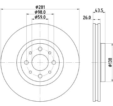 Brzdový kotouč HELLA PAGID 8DD 355 134-971