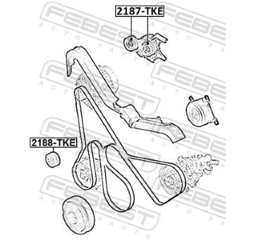 Napínací kladka, žebrovaný klínový řemen FEBEST 2187-TKE
